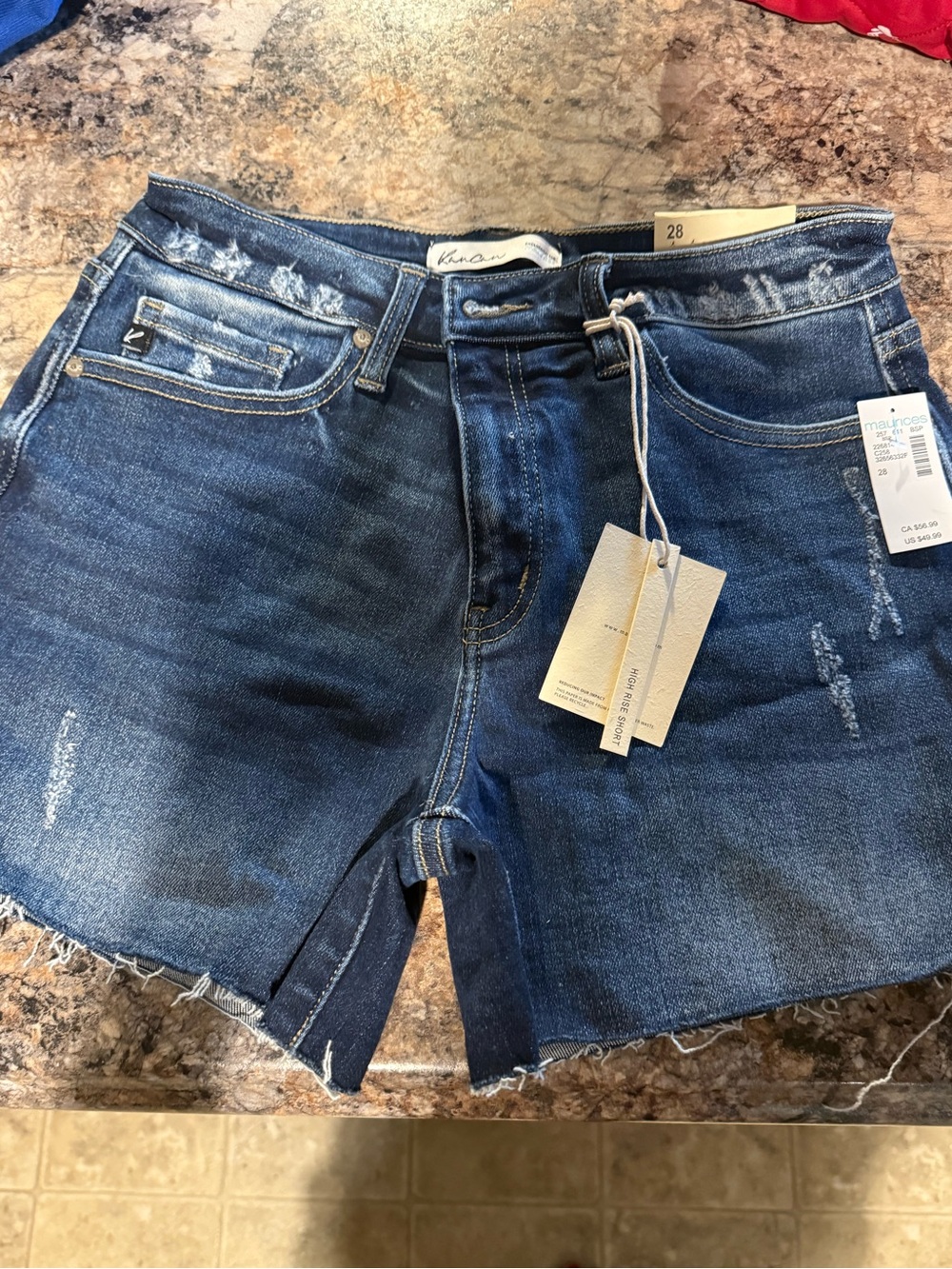 Kan Kan Dark Blue Distressed Denim Shorts